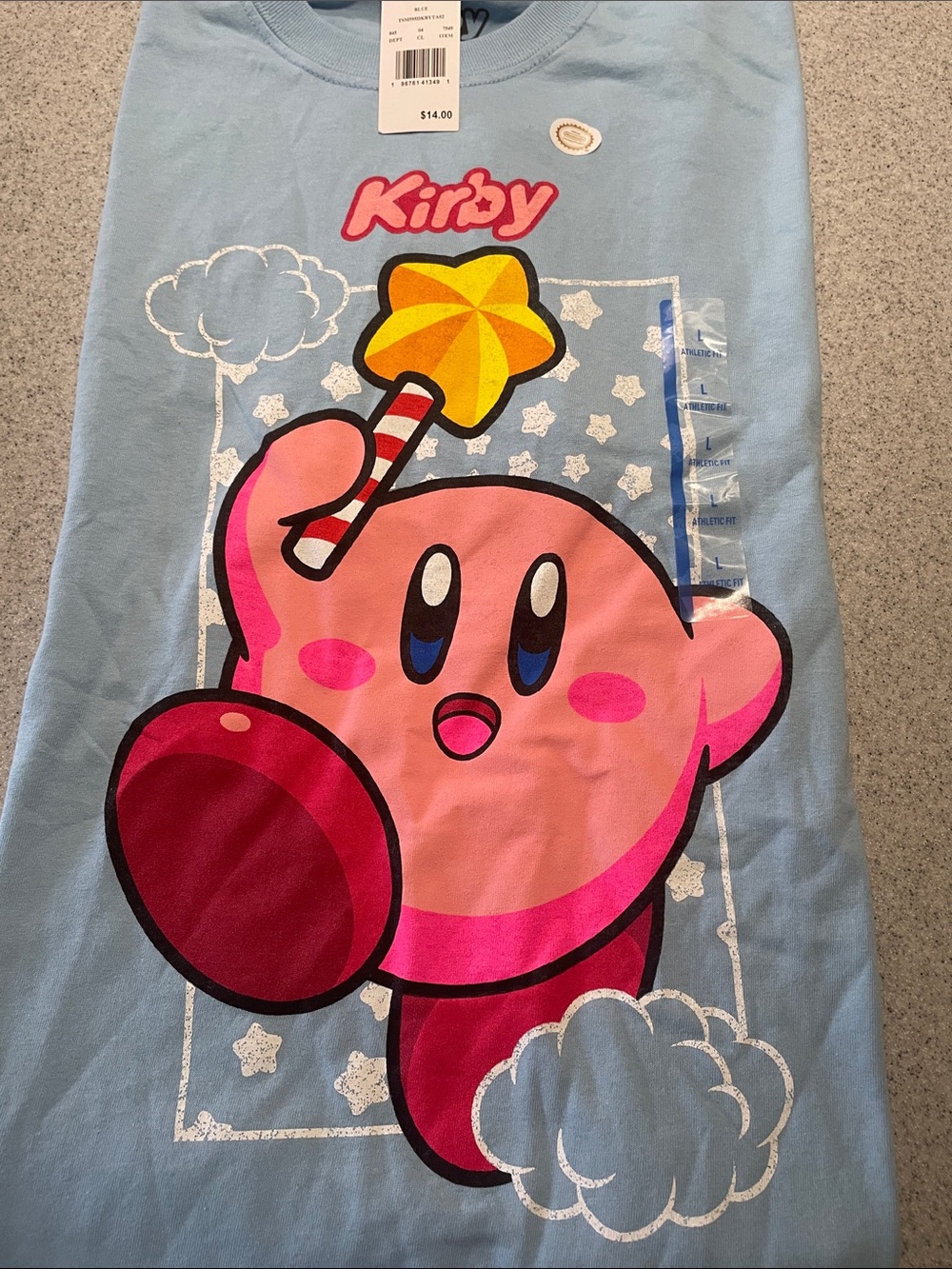Nintendo Light Blue Tee with Pink and Red Graphic